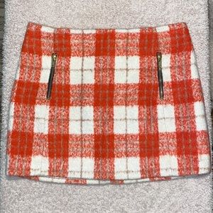 ORANGE PLAID WOOL MINI SKIRT